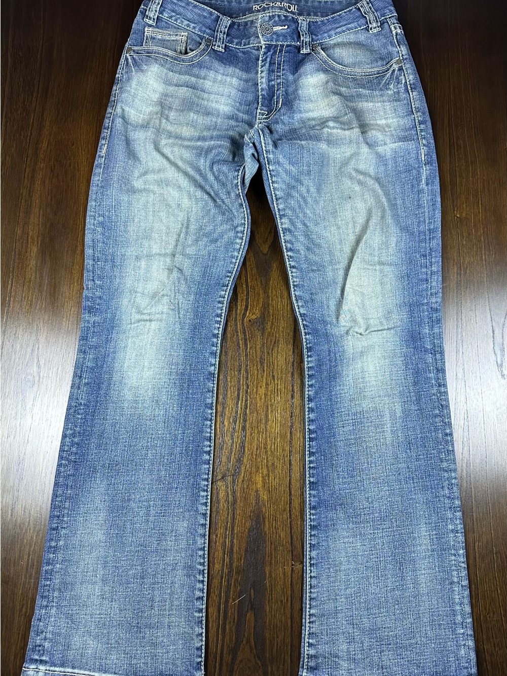 Rock & Roll Bootcut Jeans Womens 30x32 Blue Denim Stretch Mid Rise